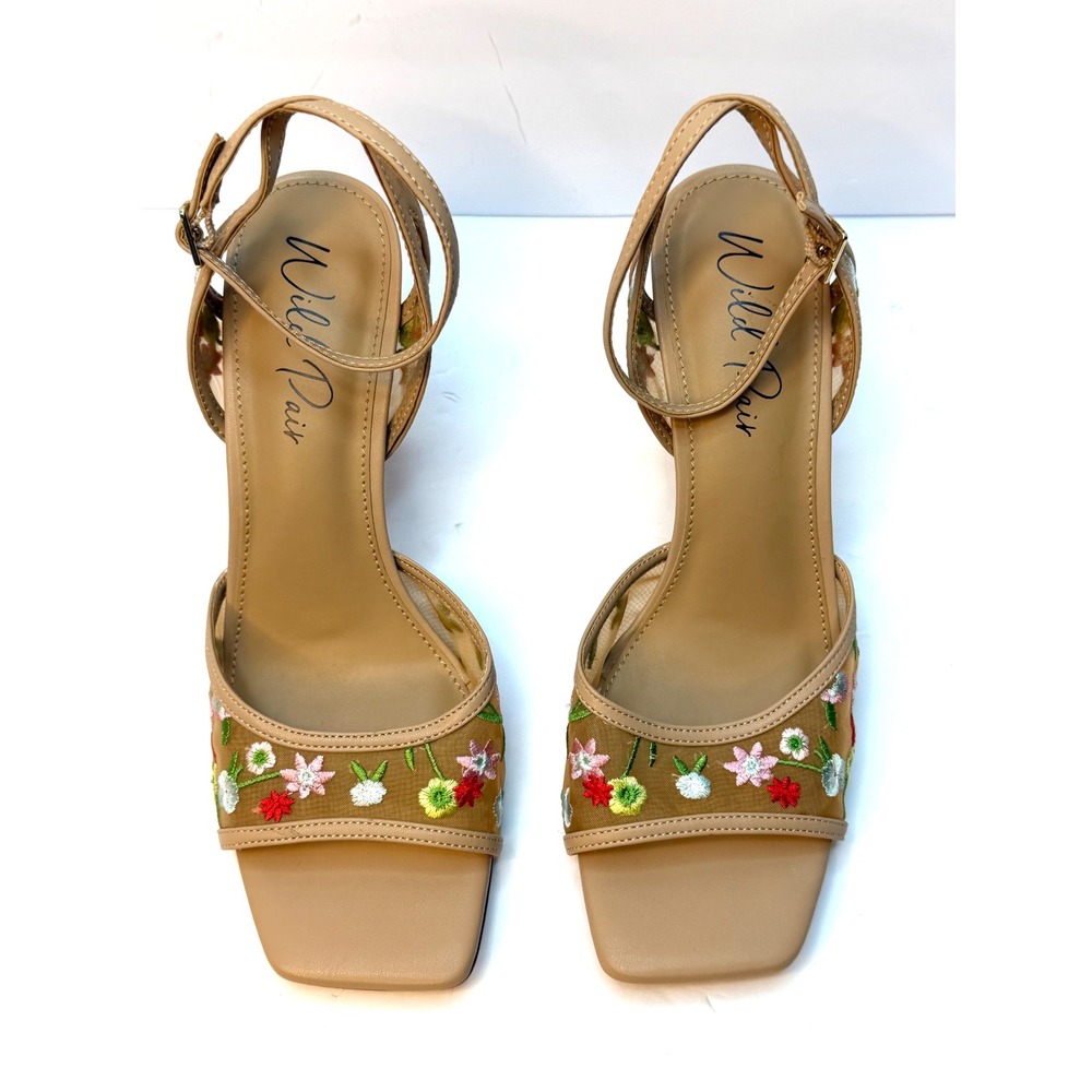 Wild Pair Erynn Dress Embroidered High Heel Sandals Size 9.5M Floral Nude NWT - Picture 2 of 10